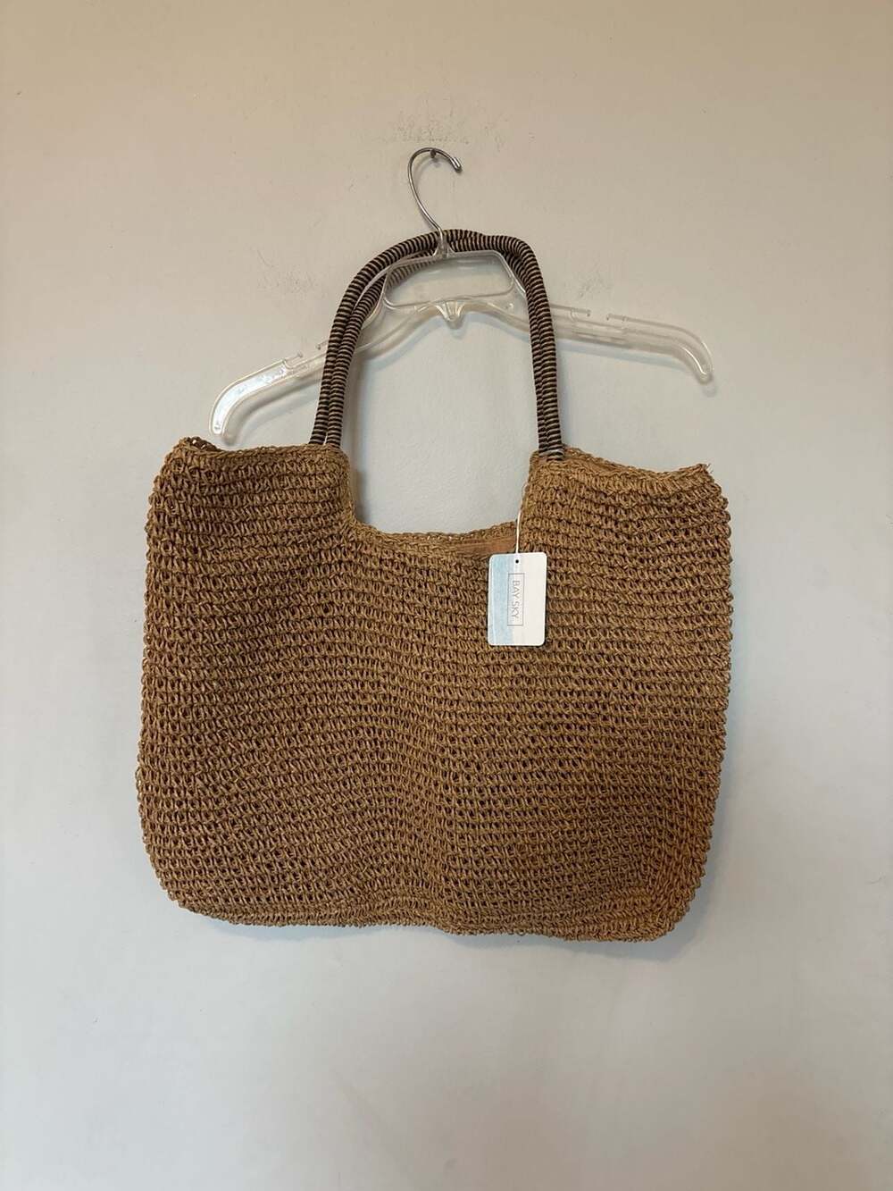 Bay Sky Natural Woven Straw Tote Bag with Striped Handles, Women's O/S
